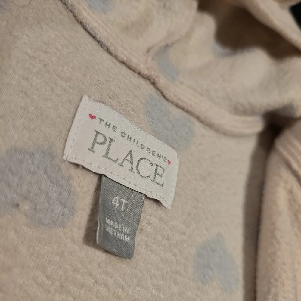 The Childrens Place Girls‎ Heart Zip Up Jacket Sweater Bear Ears Pink Size 4T